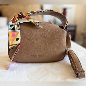 NWT Pierre Cardin Brown Crossbody Bag with Scarf